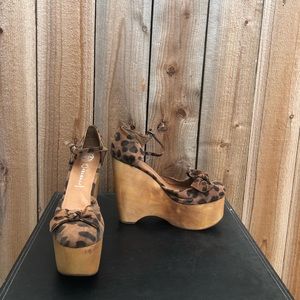 Jeffery Campbell Leopard Wooden Platform Wedges